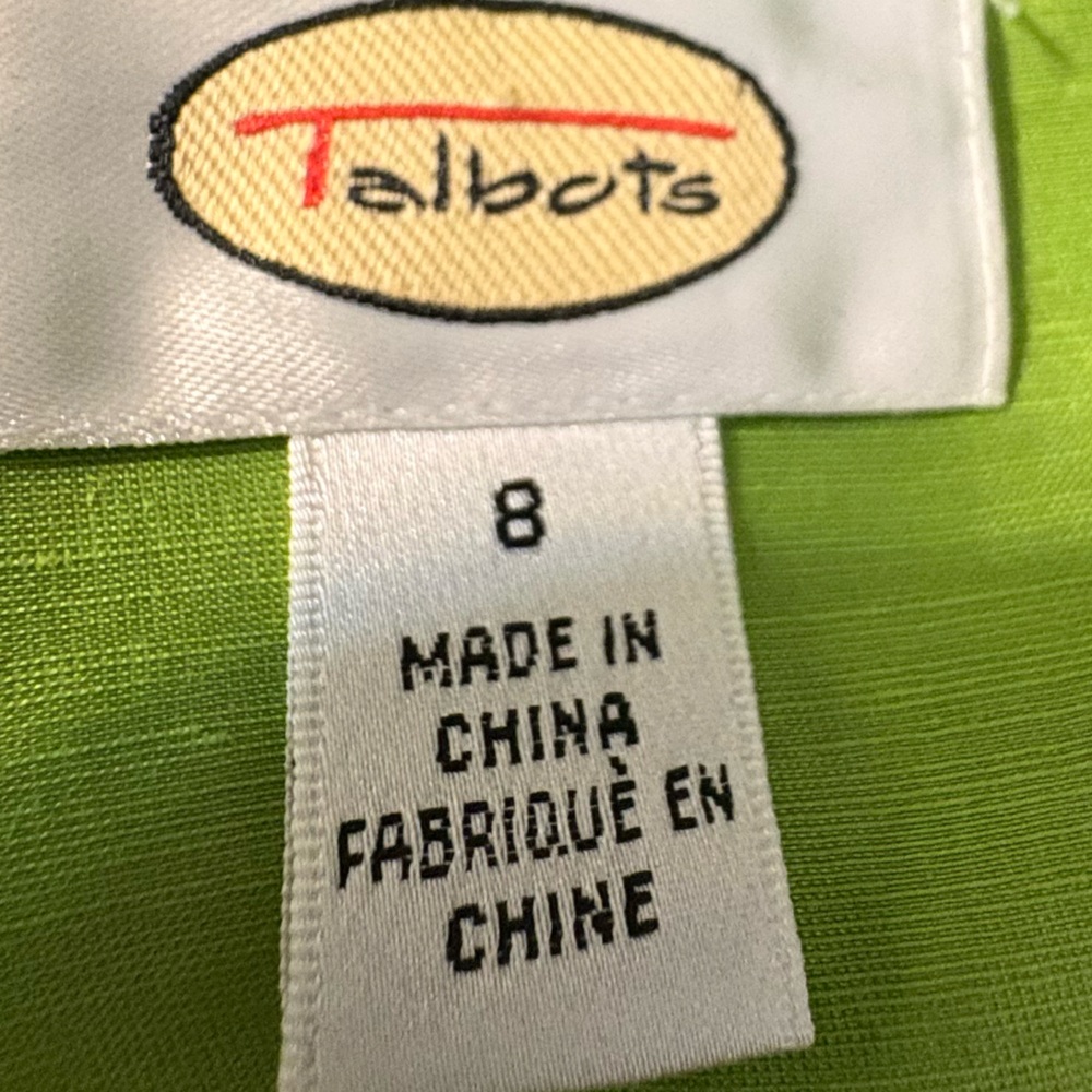 Talbots Women’s SZ 8 Kelly Green silk linen sleeveless wrap around blouse NWT‎ - Picture 5 of 8